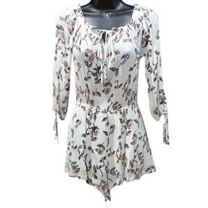 Hommage Floral Print 3/4 Sleeve Romper Size S